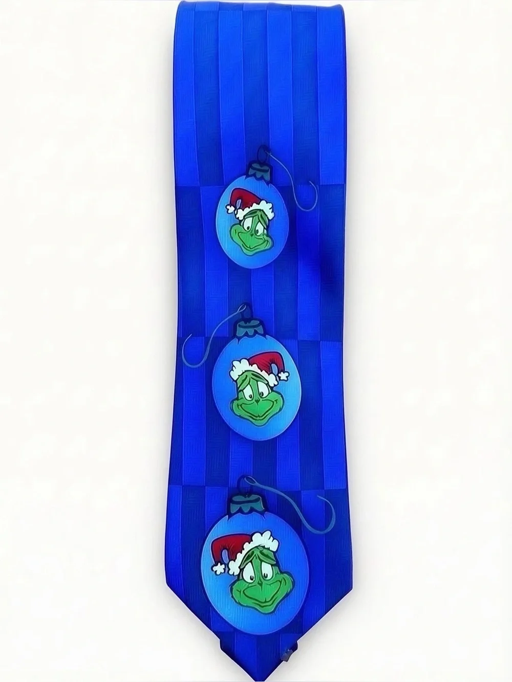 The Grinch Who Stole Christmas Blue Holiday Tie with Grinch Ornament Motif -- OS